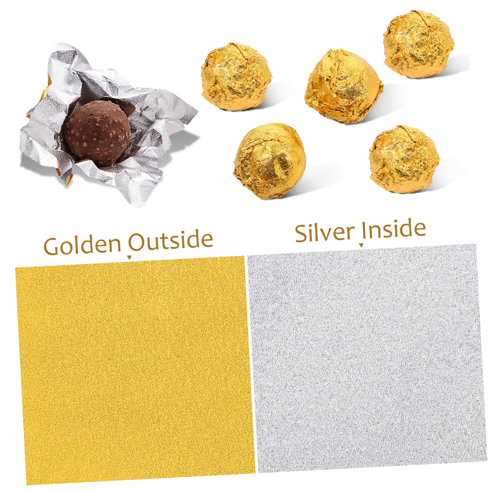 Cabilock Envoltorios Uso Prolongado 200 de Papel de Aluminio Dorado Material Aluminio Ecológico para Envolver Chocolate y Caramelos Ideales para Fiestas de Cumpleaños