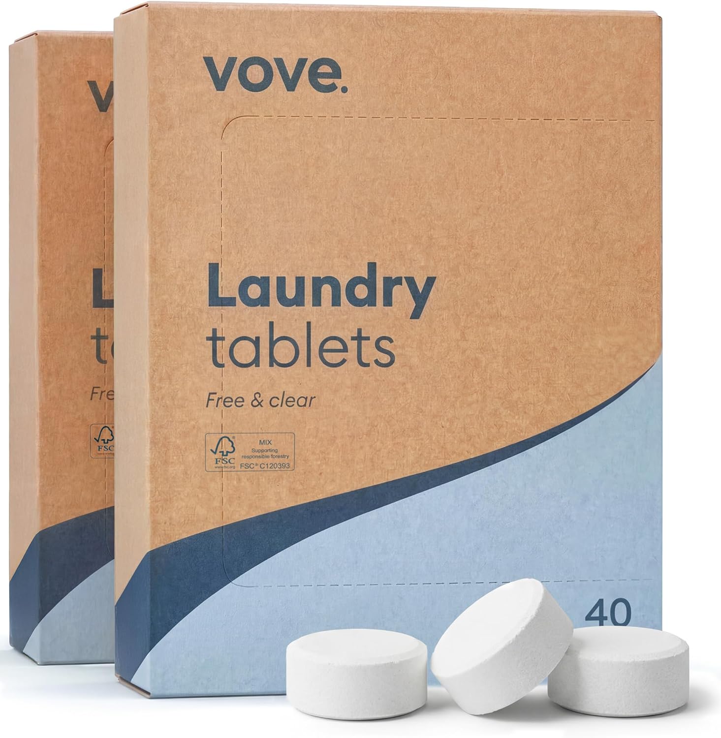 Vove Laundry Detergent Tablets, 80 Loads Value Pack - Plastic-Free, PVA-Free, Zero Microplastics - Enzyme-Powered Stain Removal - Plant-Based, Fragrance-Free, Works in Cold Water, Septic Safe