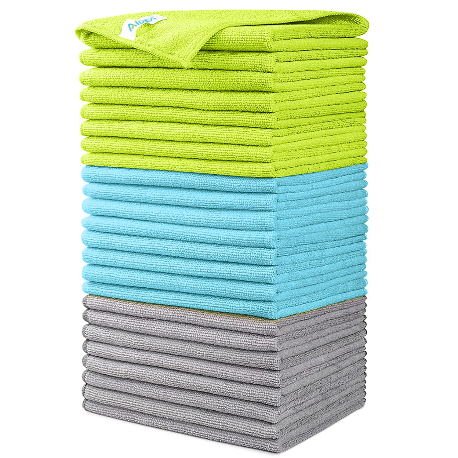 AIDEA Mikrofasertücher 24 Stück, streifenfreie Reinigungstücher | Allzweck-Mikrofasertücher, saugstark und fusselfrei, Reinigungstücher für Haushalt, Küche, Auto und Fenster, 30 x 30 cm
