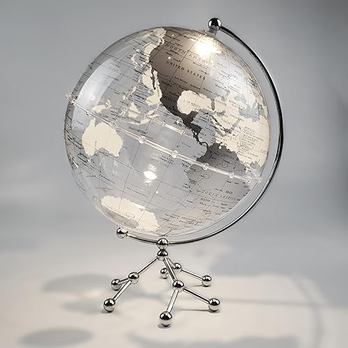 Generic Lámpara de escritorio Silver Earth Globe con interruptor táctil, 9.8 in, luz blanca cálida