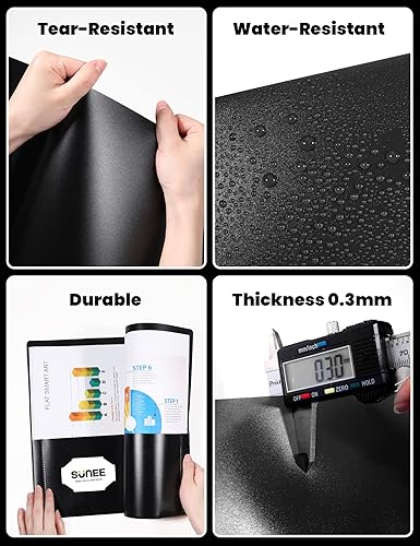 Miniatura 3 de SUNEE Carpetas de 2 bolsillos (paquete de 12 unidades, color negro) carpetas de plástico resistentes con bolsillos, se adaptan a papel tamaño carta