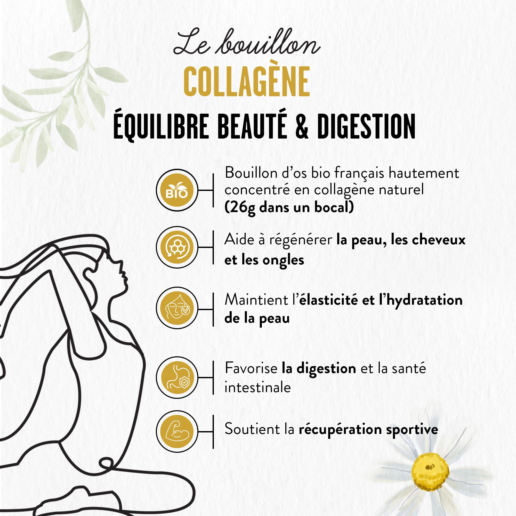 Lot de 6 Bouillons d'Os Collagène QUINTESENS 515 ml – Régénération Peau, Cheveux & Ongles, Récupération Sportive – +15g de Collagène Naturel par Portion – Mijoté 48h - 100% Bio & Naturel