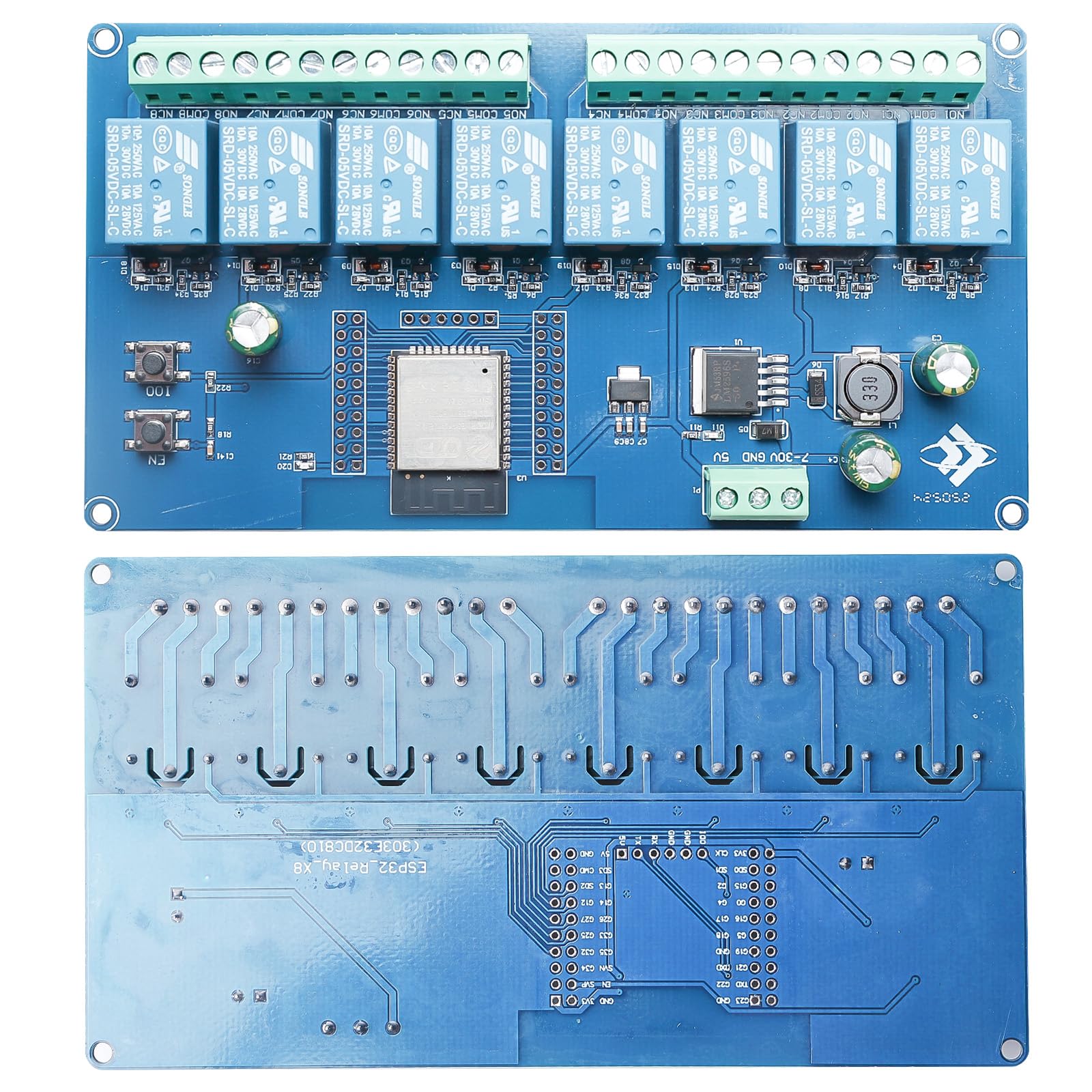 ESP 8-kanałowy moduł przekaźnika, WiFi Bluetooth BLE moduł przekaźnika ESP-32, płyta rozwojowa, DC 5-30 V, przekaźnik do płyty rozwoju wtórnego ESP (LC-Relay-ESP-8R-D5)