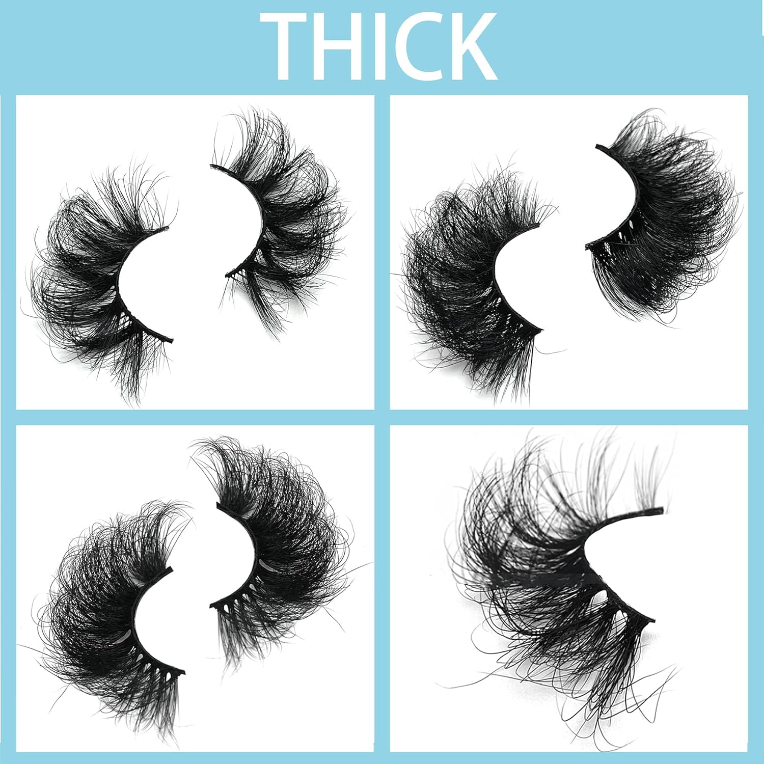 Super Fluffy 22-25mm Mink Lashes Wholesale Mikiwi 20 Pack EyeLashes, Real Mink Thick HandMade Full Strip Lashes, Crueltyl Free Lash, Dramatic Lashes For Halloween Party, 20 Pairs 22-25mm lashes