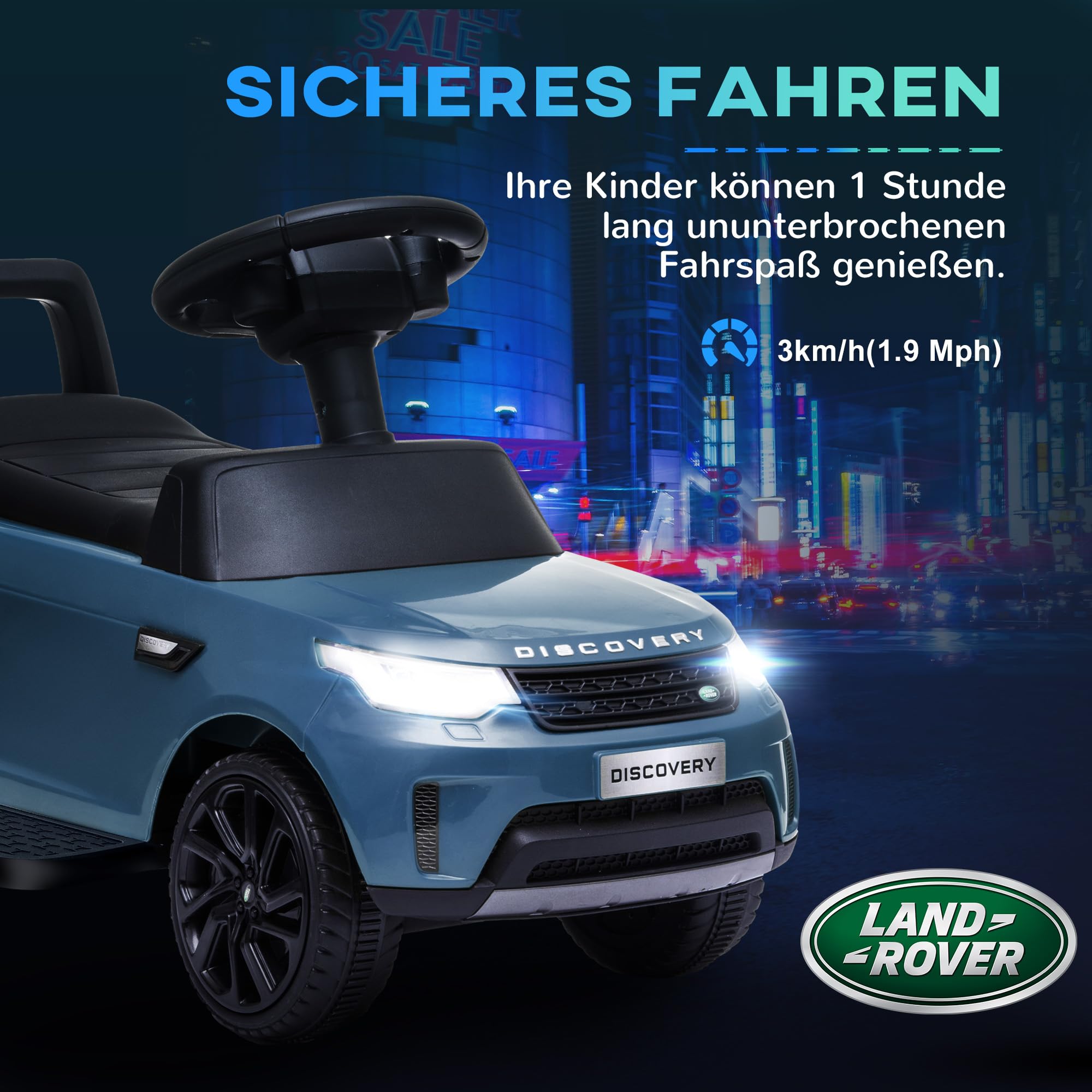 AIYAPLAY Kinder Elektroauto mit Rutschmodus für 1,5-5 Jahre 6V Hellblau | Kinderauto Elektrisch, Musik, Kinderfahrzeug mit Hupe, Scheinwerfer, Elektrofahrzeug