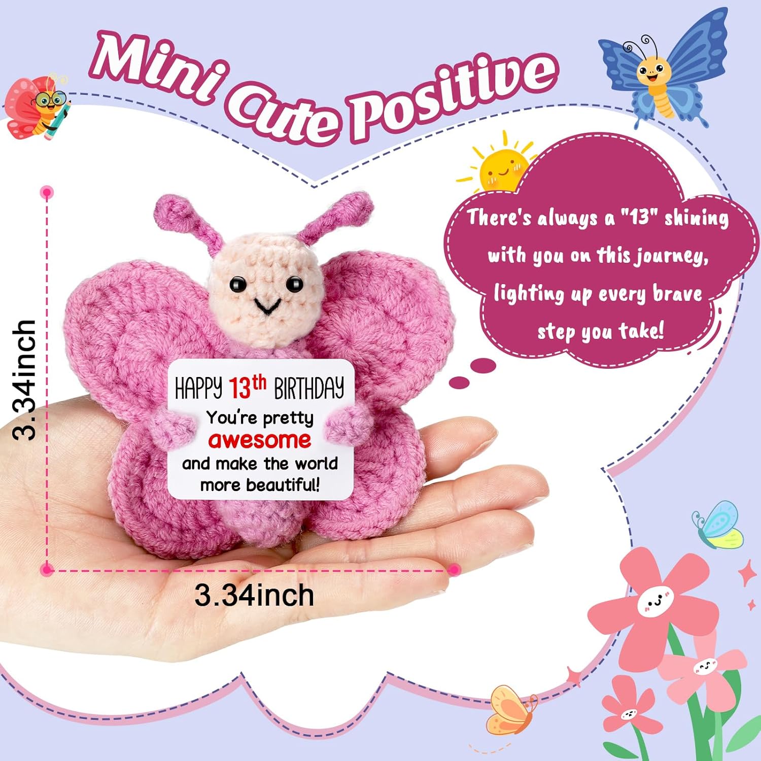 Girl Birthday Gift Ideas, Mini Crochet Pink Butterfly Plush for Birthday Gift, Party Decorations Butterfly Pressents - Image 2