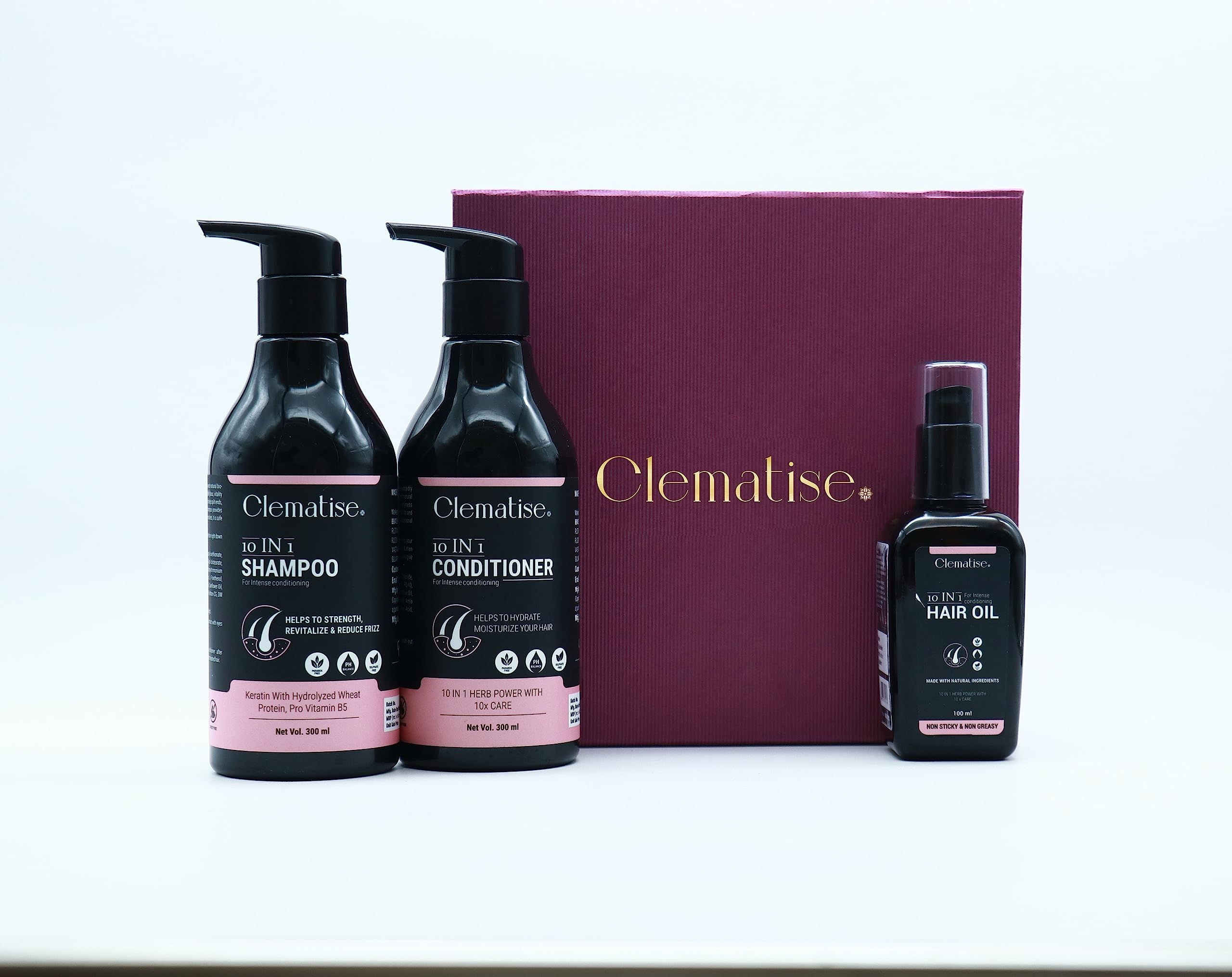 CLEMATISE 10IN1 hair care kit is power packed with 10 renowned natural bio-active ingredients, pack of 3.