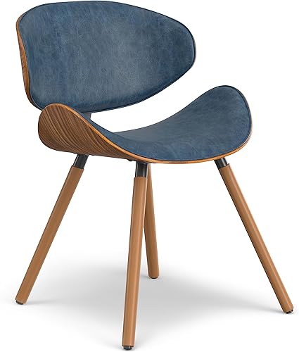 SIMPLIHOME Marana Silla de comedor moderna de mediados de siglo de 18 pulgadas de ancho en piel sintética azul envejecida, para el comedor