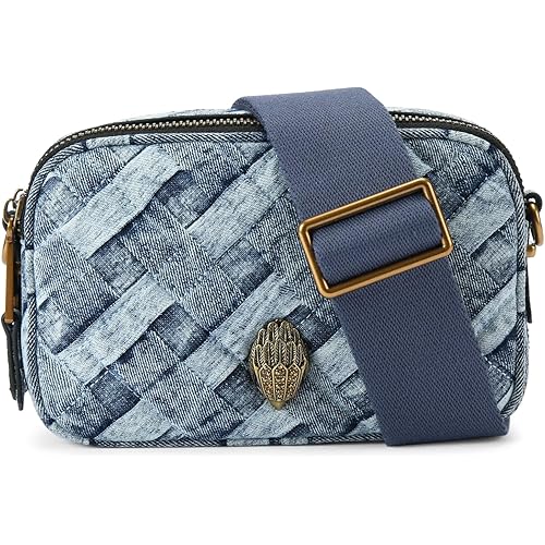 Kurt Geiger London Two-Zip Kensington Denim Woven Camera Crossbody Bag