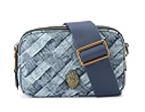 Two-Zip Kensington Denim Woven Camera Crossbody Bag