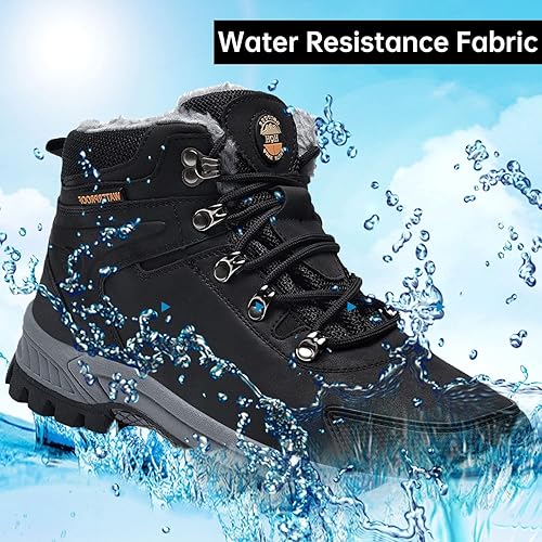 Vista 3 de Jinta Shoes - Botas de nieve impermeables, para hombre y mujer, con forro de piel, antideslizantes, botas al tobillo para hacer senderismo