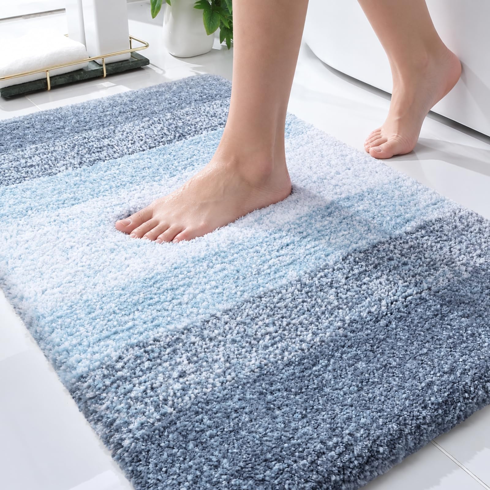 OLANLY Small Bathroom Rugs 24x16, Extra Soft Absorbent Microfiber Bath Rugs