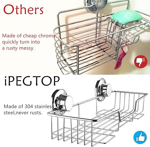 Miniatura 6 de iPEGTOP L-4 - Cesta organizadora de baño con ventosa fuerte, cesta organizadora combinada para champú, jabón, acondicionador, accesorios de baño de