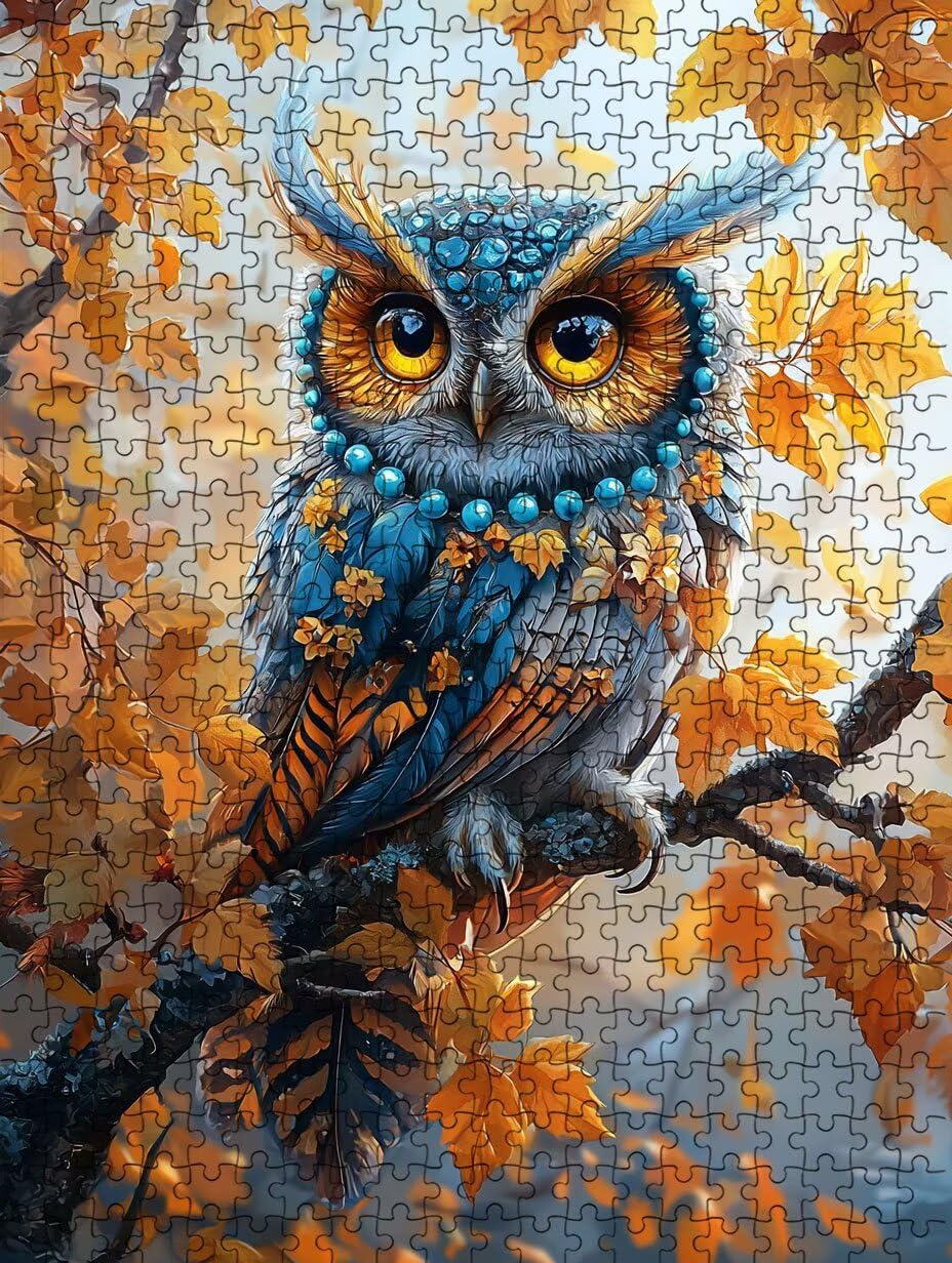 Puzzle 4000 sztuk, niebieska sowa dla dorosłych 4000, drewniane puzzle, klasyczne gry edukacyjne, niemożliwe wyzwanie, gry i zajęcia rodzinne, prezent kreatywności DX0YL1-537