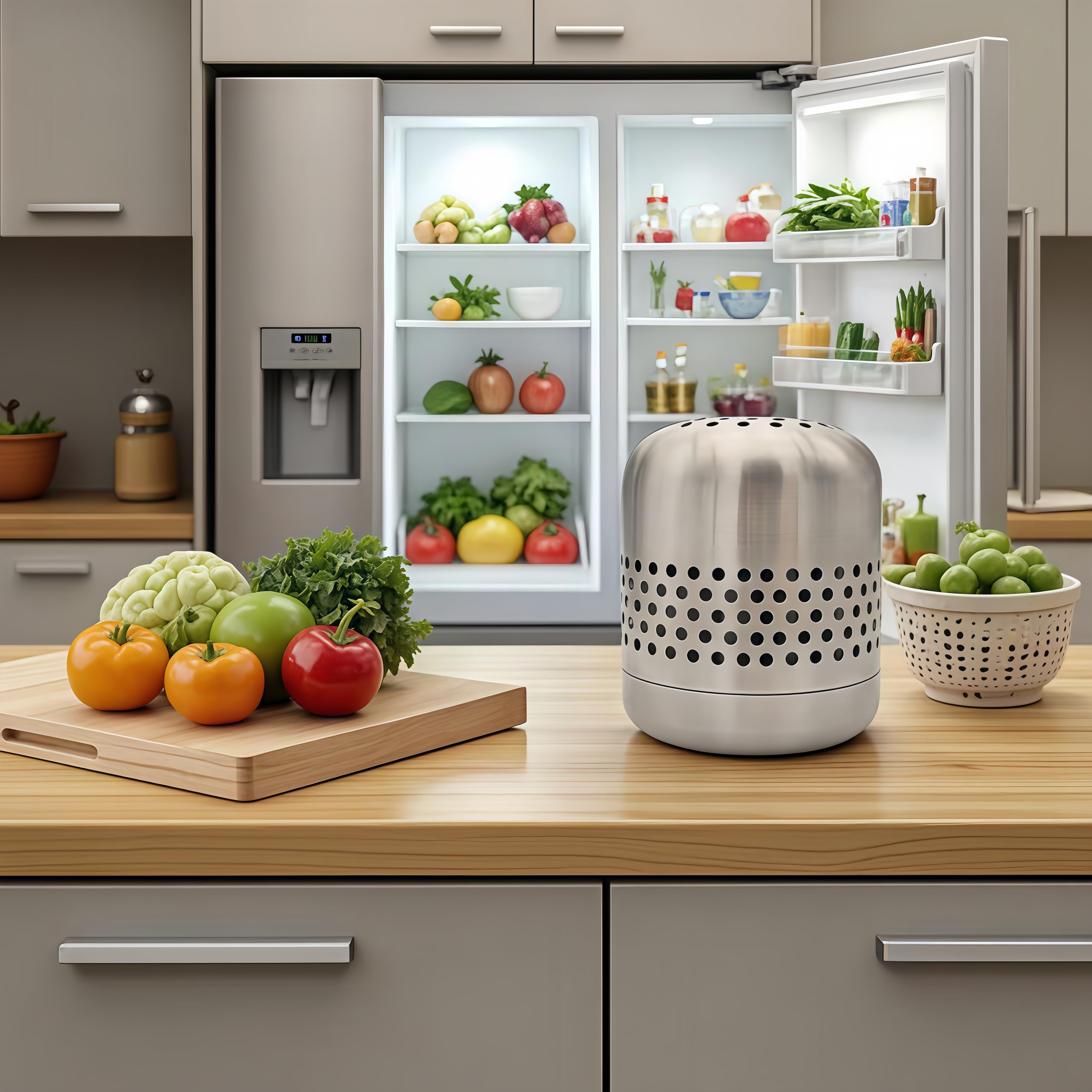 Noova Fridge Purifier, Edelstahl rostfrei, Kühlschrankfrisch | Natürlicher Luftreiniger gegen Gerüche | Kompakt, Nachhaltig & Wiederverwendbar, übertrifft Backpulver und Aktivkohle