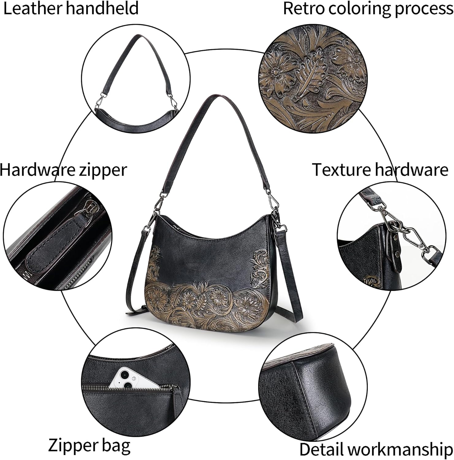 Shoulder Bag Women Crossbody Bag Genuine Leather Satchel Handbags Top Handle Purse