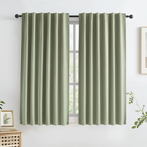 Miniatura 86 de Keqiaosuocai - 2 paneles de cortinas opacas, estilo bohemio, de lino, con correa para gancho o pestaña trasera, para sala de estar, extralargas,