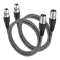Vista 26 de Cable XLR de 3 pies/2 unidades, cable de micrófono Nylong trenzado equilibrado XLR macho a hembra, cables de conexión de micrófono de alta