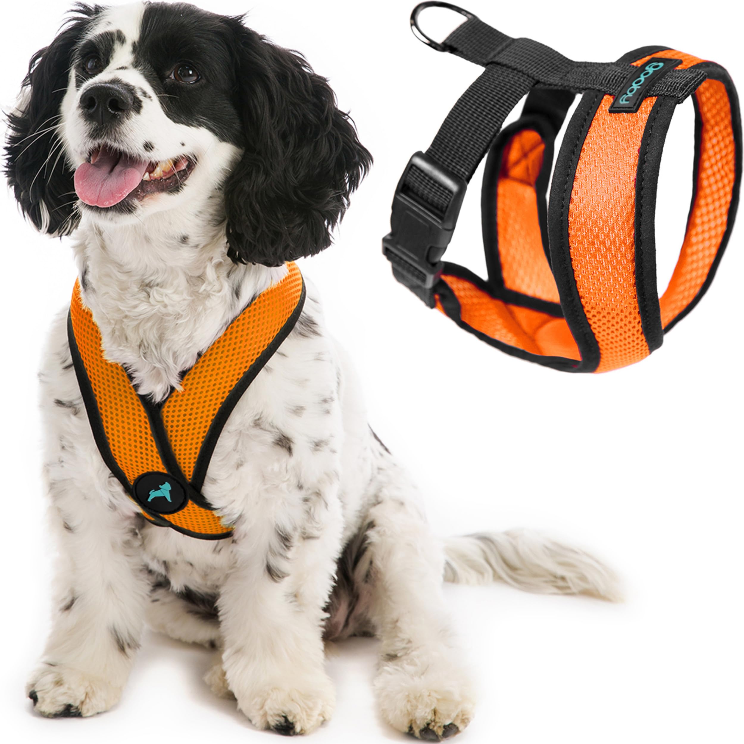 Gooby Comfort X Head in Harness Anti-Pull Harness for Small Dogs, with Patented Anti-Strangling X Frame, Perfect for Medium Dogs on Walking or Small Dogs for Indoor and Outdoor Outdoor, Orange,