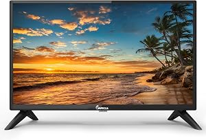 Impecca 24 inch TV HD 720p LED HDMI USB VGA Small Screen Monitor for Home Kitchen RV Camper or Office, Stereo Speakers, Wall Mountable, Full Function Remote, Non-Smart Television