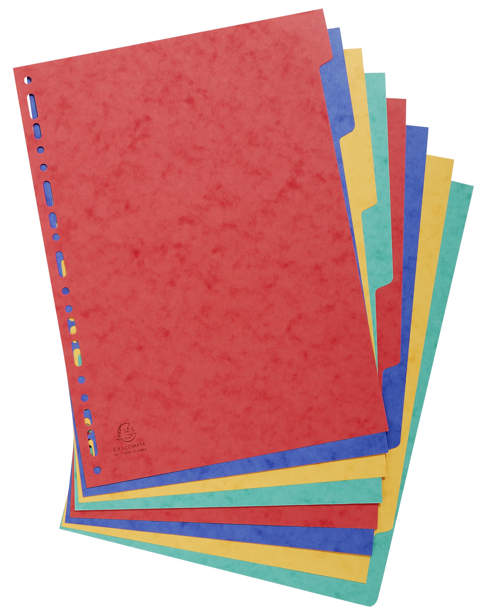 Exacompta 1408E 25er Pack Premium-Register für DIN A4 aus starkem Colorspankarton 8-teilig volle Höhe 22 x 29,7 cm vollfarbig 2 x 4 Farben mit Indexseite zum selbstgestalten Trennblätter
