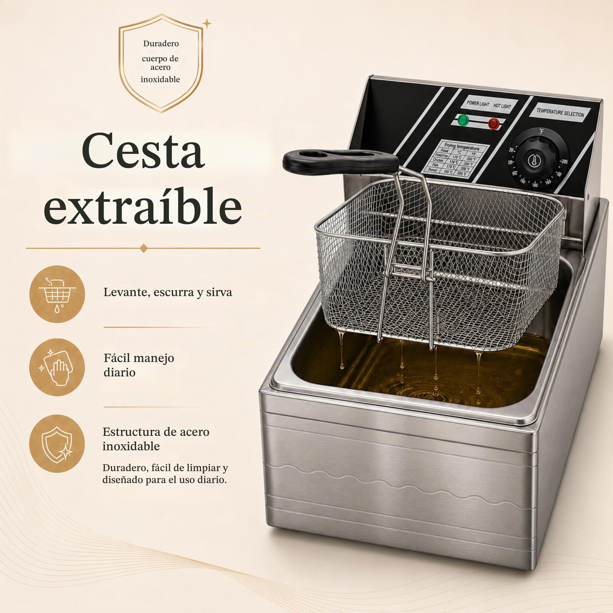 MAGIC SELECT Freidora Eléctrica Profesional 2x6L, Acero Inoxidable