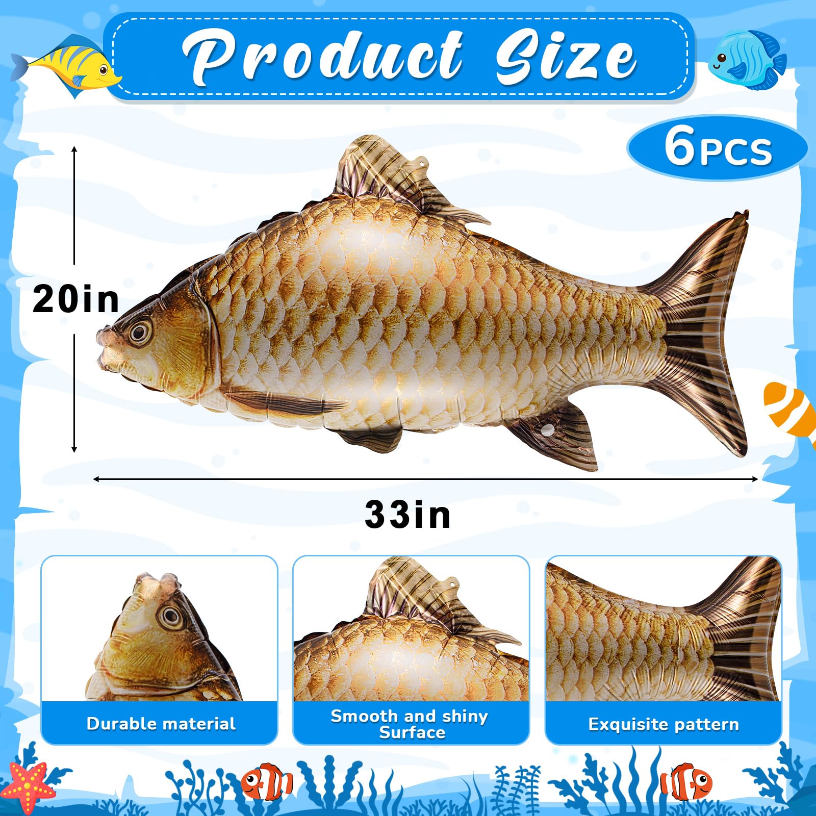 Amazon | Blueweenly 6個 33インチ 魚風船 釣りパーティー