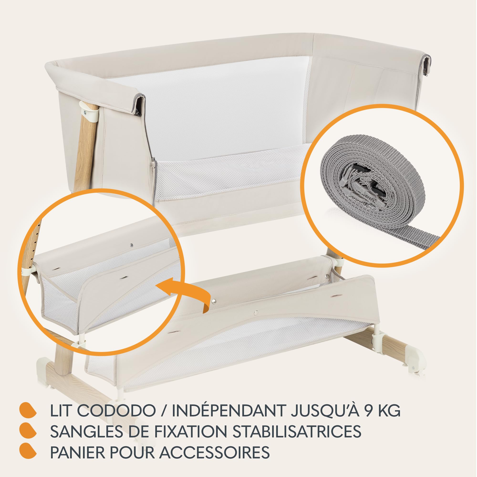 lionelo THOMI Plus 5 en 1 Lit Bébé sur Pied, Convertible jusqu'à 9 kg, pour Un Enfant Plus Âgé jusqu'à 30 kg, Parc Enfant Jusqu'à 15 kg, Canapé-Lit jusqu'à 100 kg Réglable en Hauteur, 2 Roues