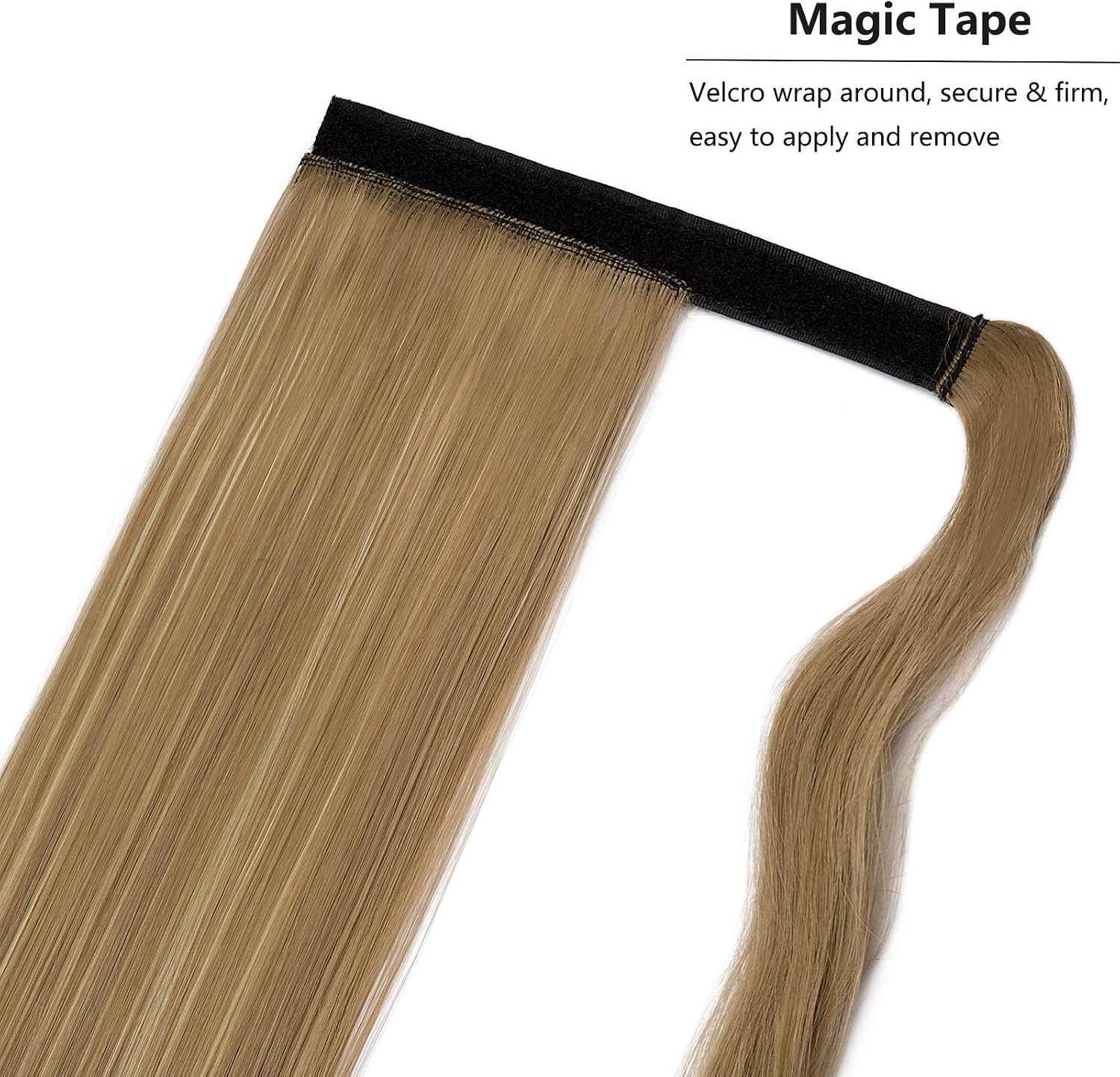 Cybelleza Ponytail Hair Extension Straight Wrap Around Pony Tail Clip in Hair Extensions Hairpiece Synthetic Long for Women (Sandy Blonde&Bleach Blonde) - Image 4