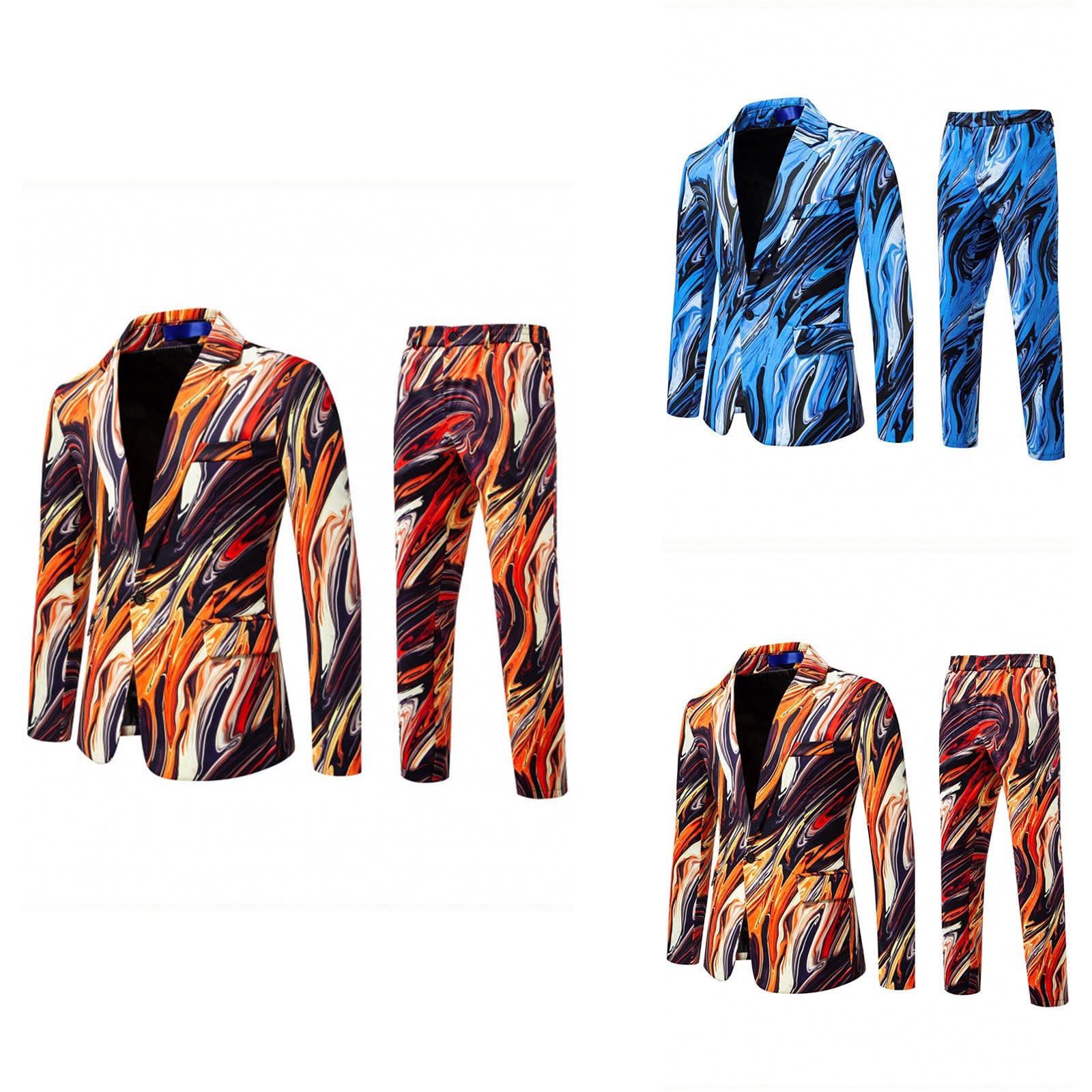 Karneval Kostüm Herren Anzug Bunt Graffiti 2 Teilig Sportlich Sakko Hose Konfetti 80er 90er Jahre Party Outfit Lustig Bunte Mottoparty Kostüm Slim Fit Hippie Kleidung Faschingskostüme