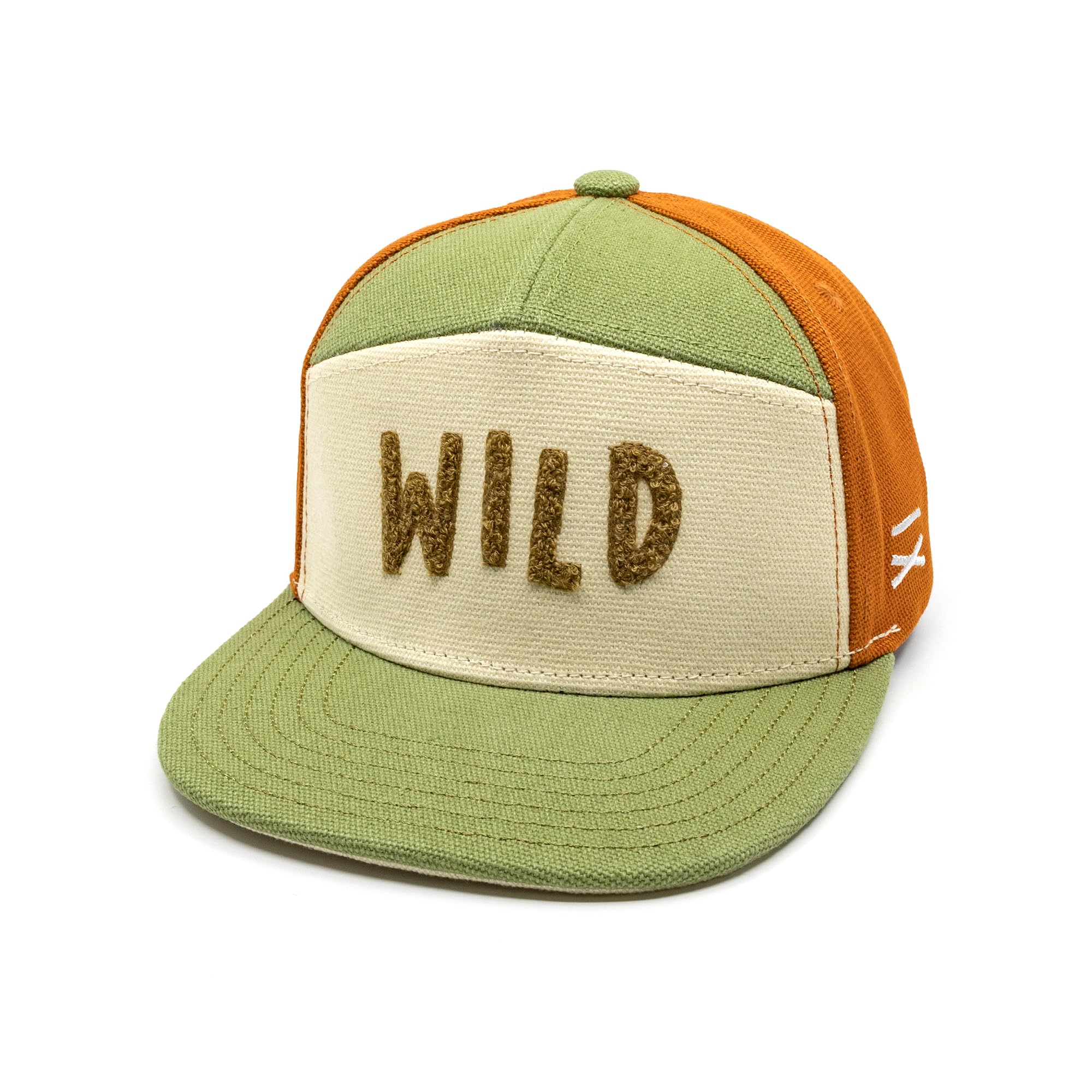 Hand und Feuer Snapback Cap Kinder Wild Retro Braun Canvas Verschiedene Größen