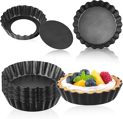Moldes para tartas de huevo, mini moldes para tartaletas extraíbles, moldes para quiche para hornear, moldes de pudín de tartaleta de 3 pulgadas,