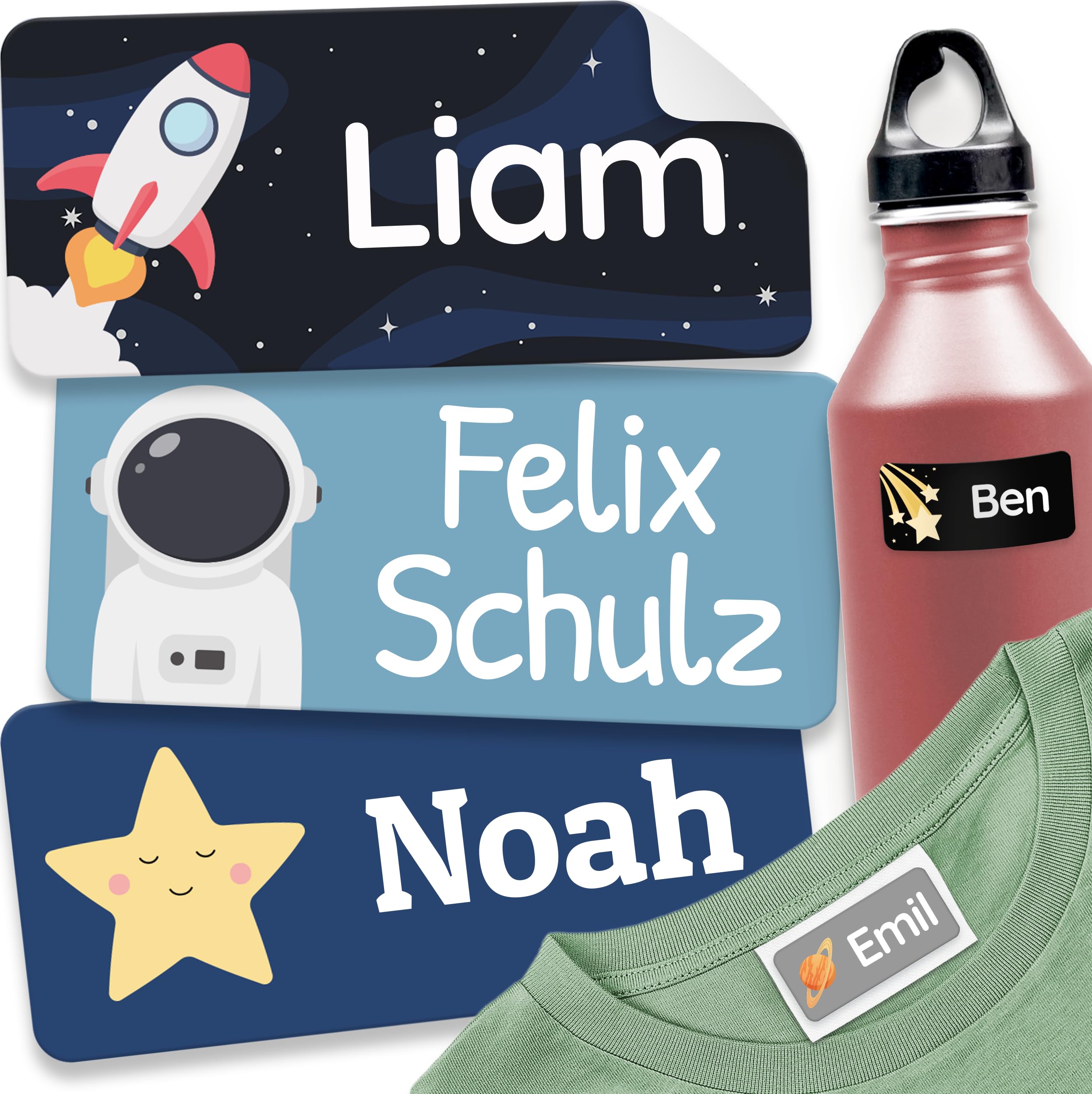 120 Stick on Name Labels for Clothes Kids - Personalised Name Tags for Clothes, School and Nursery - Waterproof and No-Iron Name Stickers for Kids