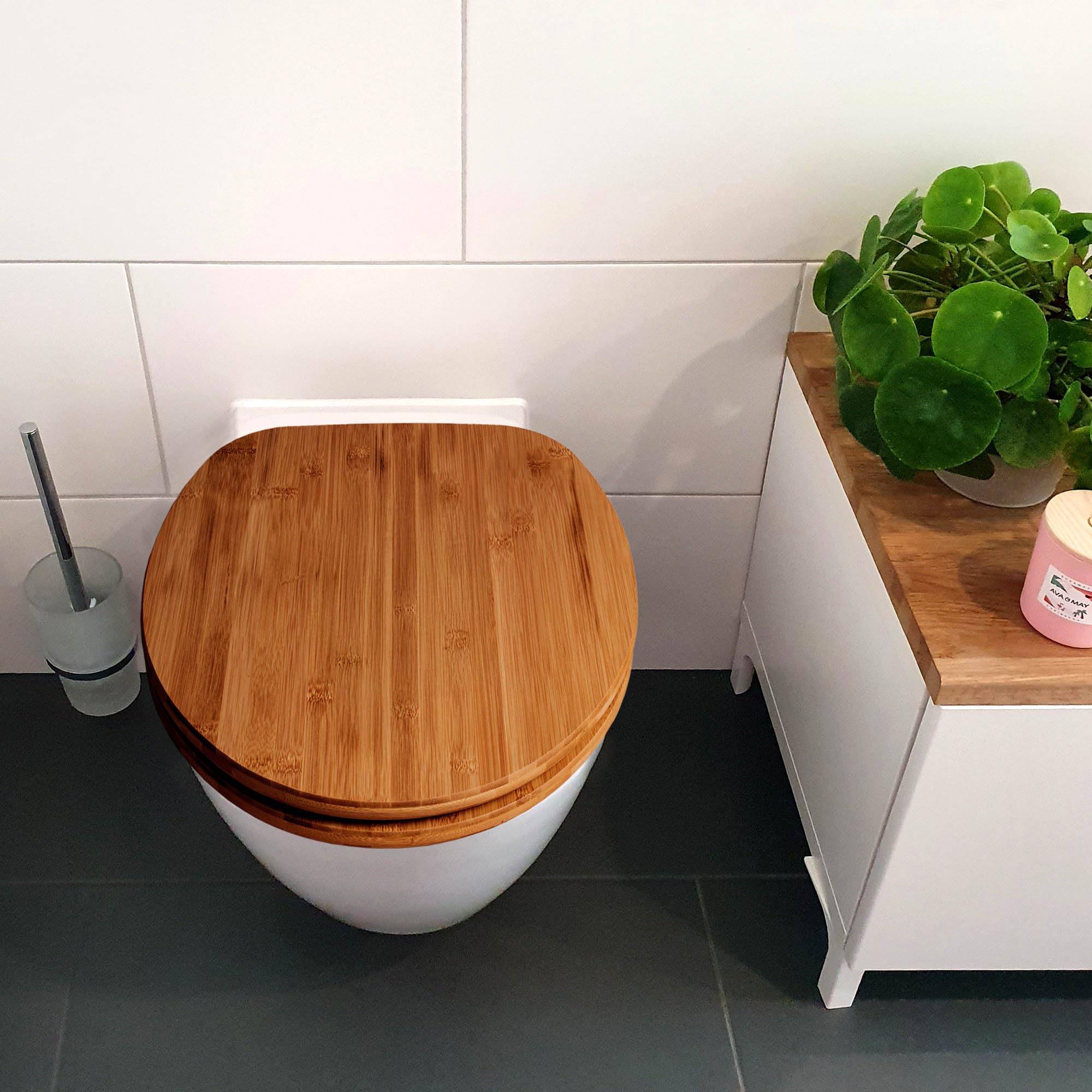 banjado Design WC Sitz Bambus 45x37,5cm / Toilettendeckel Holz/hochwertiger  Toilettensitz/Bambus-Toilettendeckel fr alle gngigen Toiletten - :  Amazon.de: Baumarkt