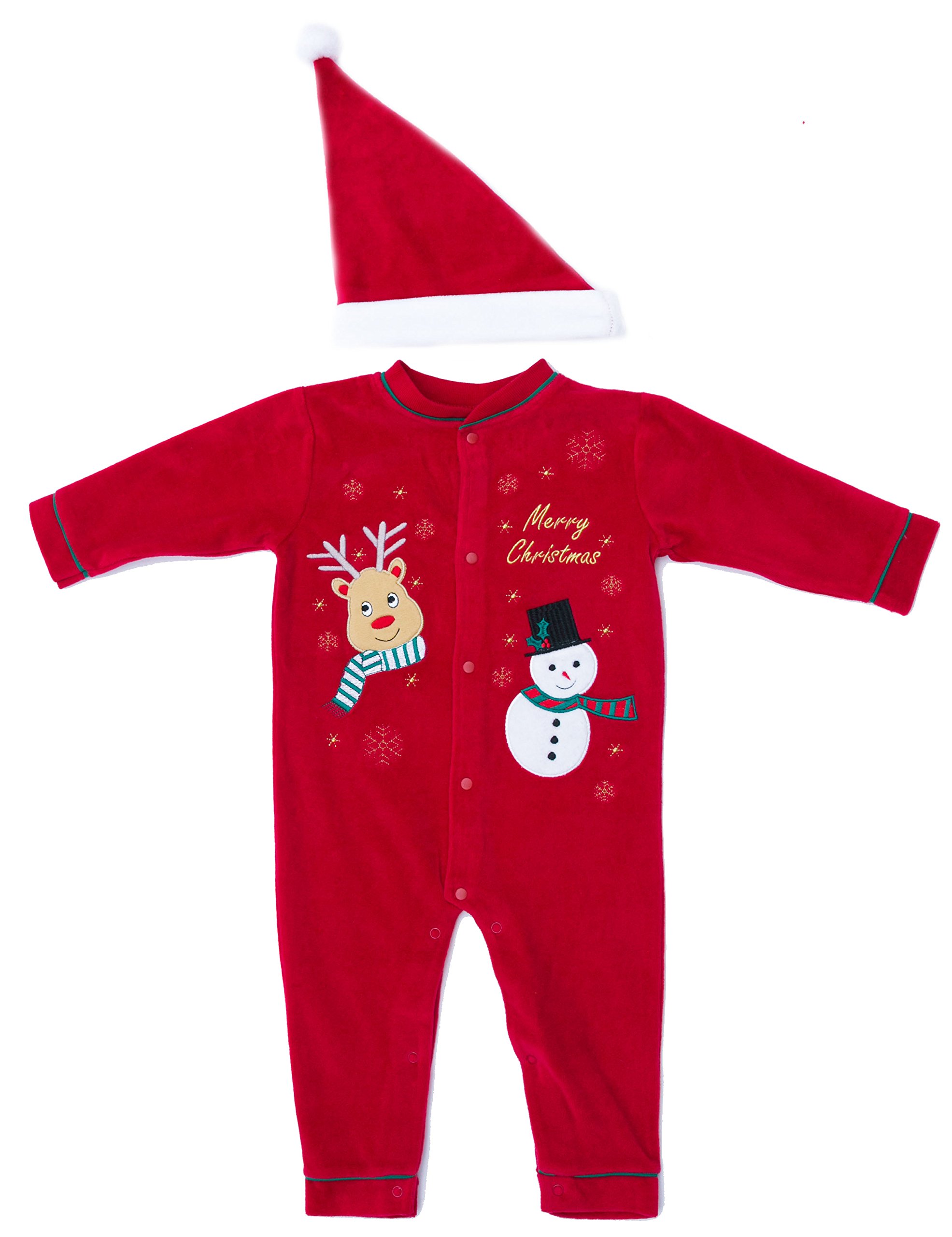 Just Love Christmas Coverall for Baby & Infant with Matching Santa Hat