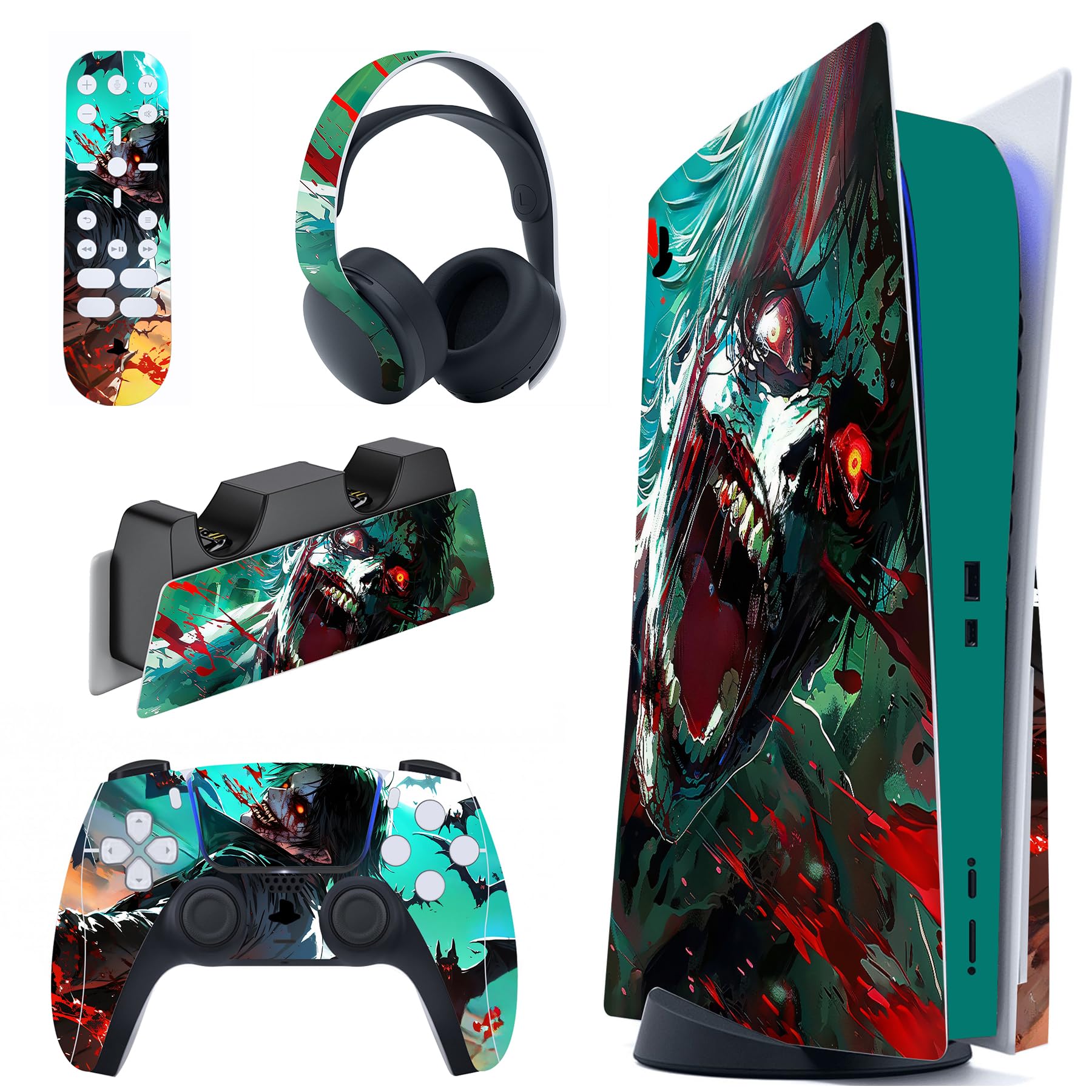 PlayVital Calcomanía Vinilo para ps5 Edición Disc - Pegatina Completa para Consola, Control, Estación de Recarga, Control Remoto y Audífonos, Skins Cubierta Protectora Adhesiva(Grano de Madera) — view 53