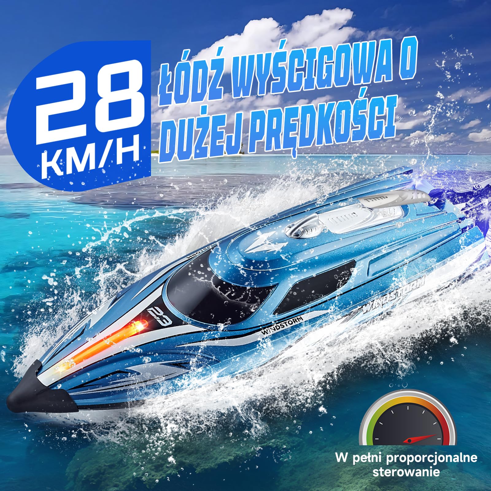 Zdalnie sterowana łódź 28 km/h