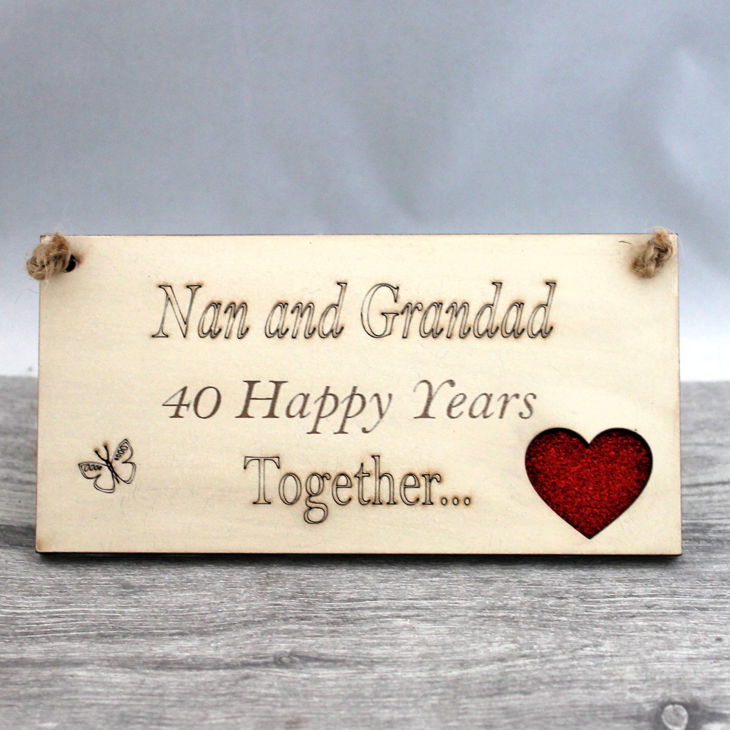 Nan and Grandad Grandparents Anniversary Gift Plaque Gift 40 Years 40th Ruby Wedding