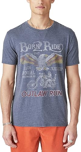 Lucky Brand Camiseta gráfica de bandera ACDC para hombre