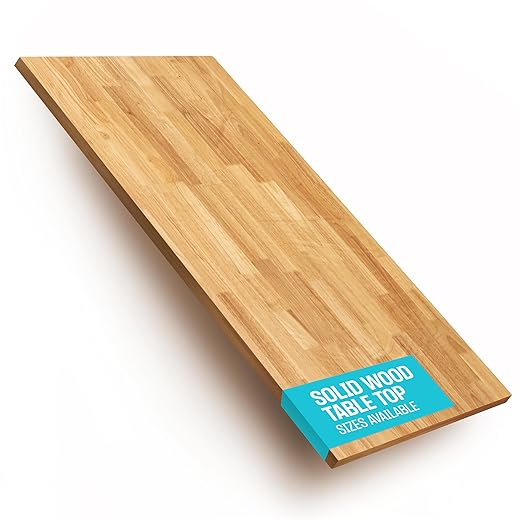 Solid Wood Desk Table Top – Pre-Finished 1.2” Thick Tabletop - Universal Fit for Standing Desks, Countertops & Workstations (48" x 24", Rubberwood)