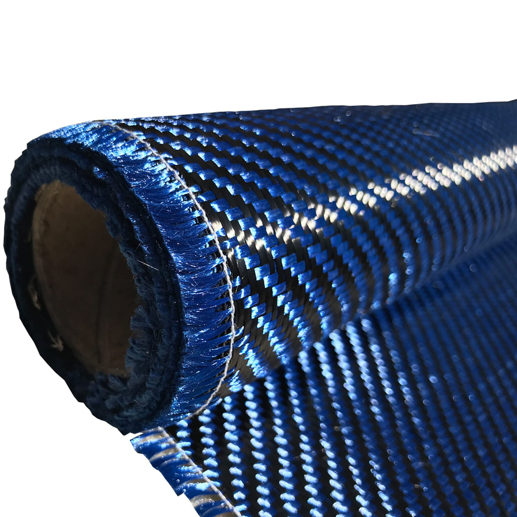 KARBXON - 4 in x 1 ft- Carbon Fiber Fabric - Blue - 3K - 240g/meter - Twill Weave - Advanced Fiber Cloth Fabric - Rolled 4” Wide Hemmed Fabric for