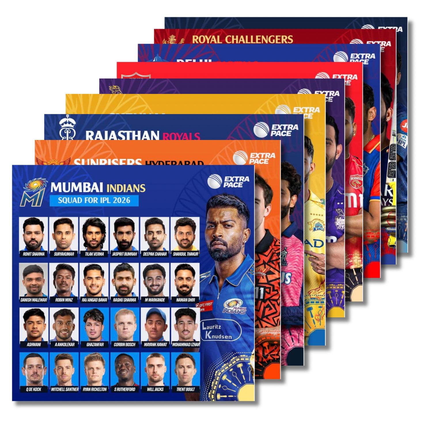 Set of 10 IPL Team 2026 Players List | Wall Stickers, Wall Decor Poster for Room | Size : 8.5 in X 8.5 in | Vinyl Wall Stickers IPL 2026 Teams and Players-image-24