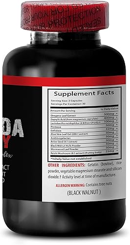 Miniatura 4 de Extracto de nuez negra, proceso estándar complejo de flora intestinal - CANDIDA AWAY COMPLEX - extracto de hoja de aloe vera, ácido caprílico,