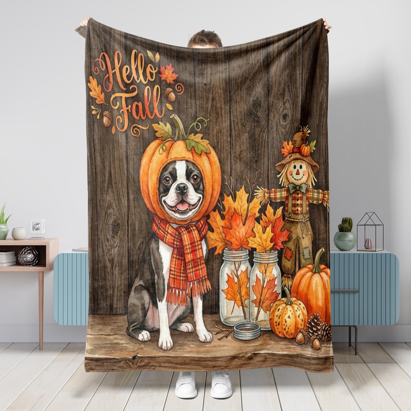 Couverture flanelle anti-froid Boston Terrier grand plaid lit