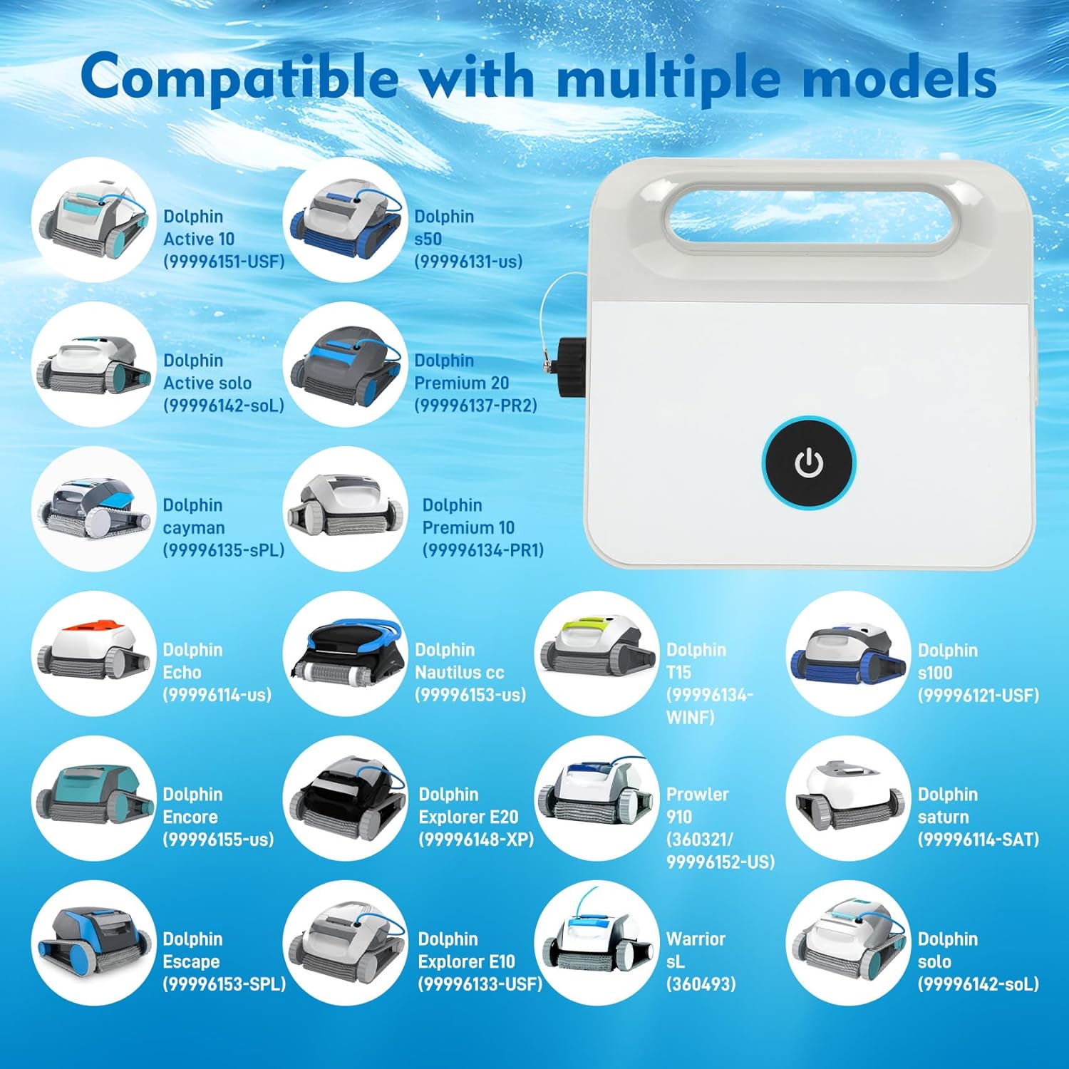 99956034 Power Supply Unit with 5898412LF Power Cord, IP54 Waterproof - Compatible with Dolphin Active 10, Solo, Cayman, Echo, Encore, Escape, E10, Premium 10/20, S50, T15 etc.