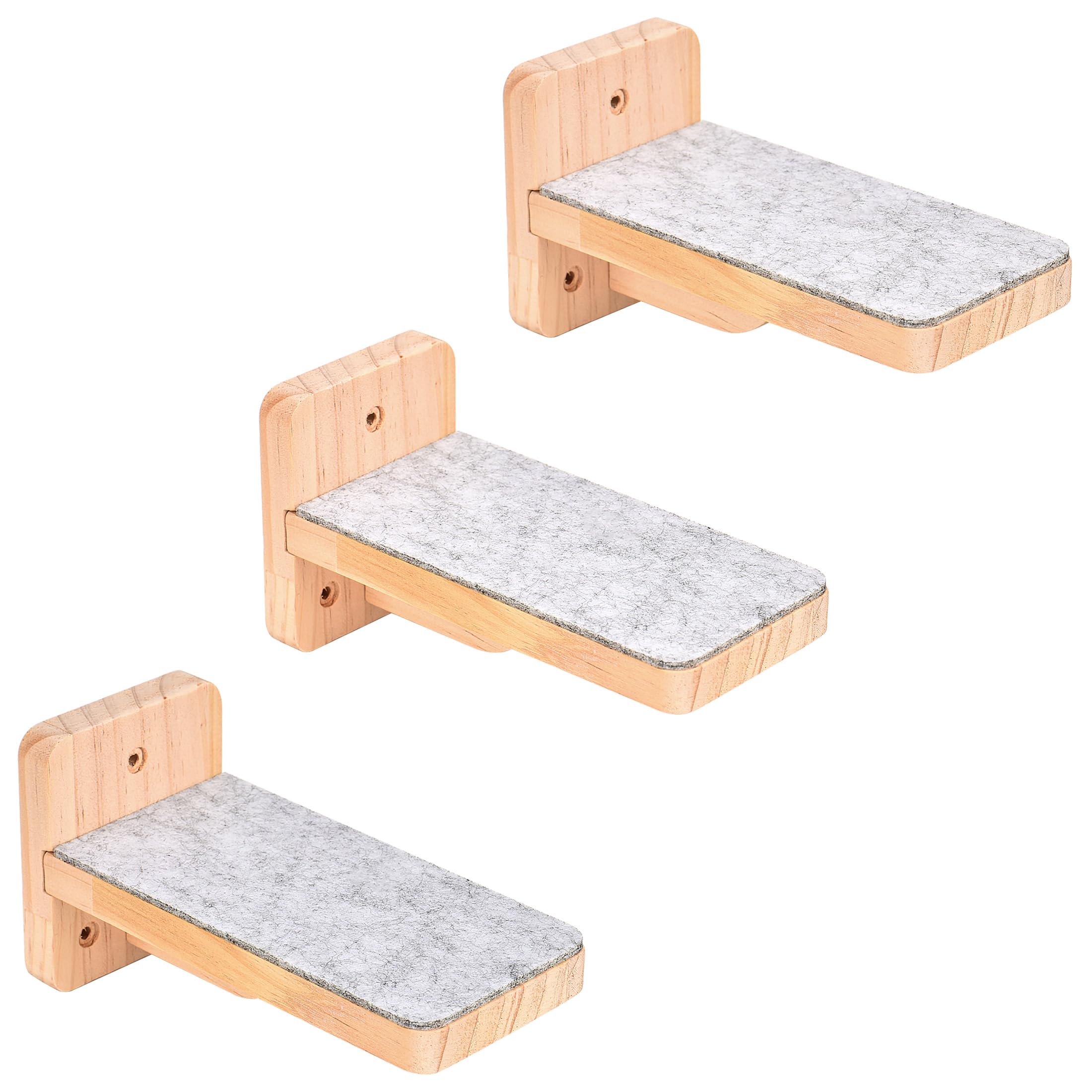 Percorso Gatti da Parete Arrampicata 3 Gradini Mensole per Gatti da Muro Scalini Percorsi per Gatto Scaletta da Parete di Legno Interno Set da 3