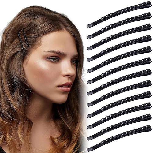 Nuorest 20 horquillas negras con diamantes de imitación de imitación, horquillas para el cabello con diamantes de cristal brillante para mujer,