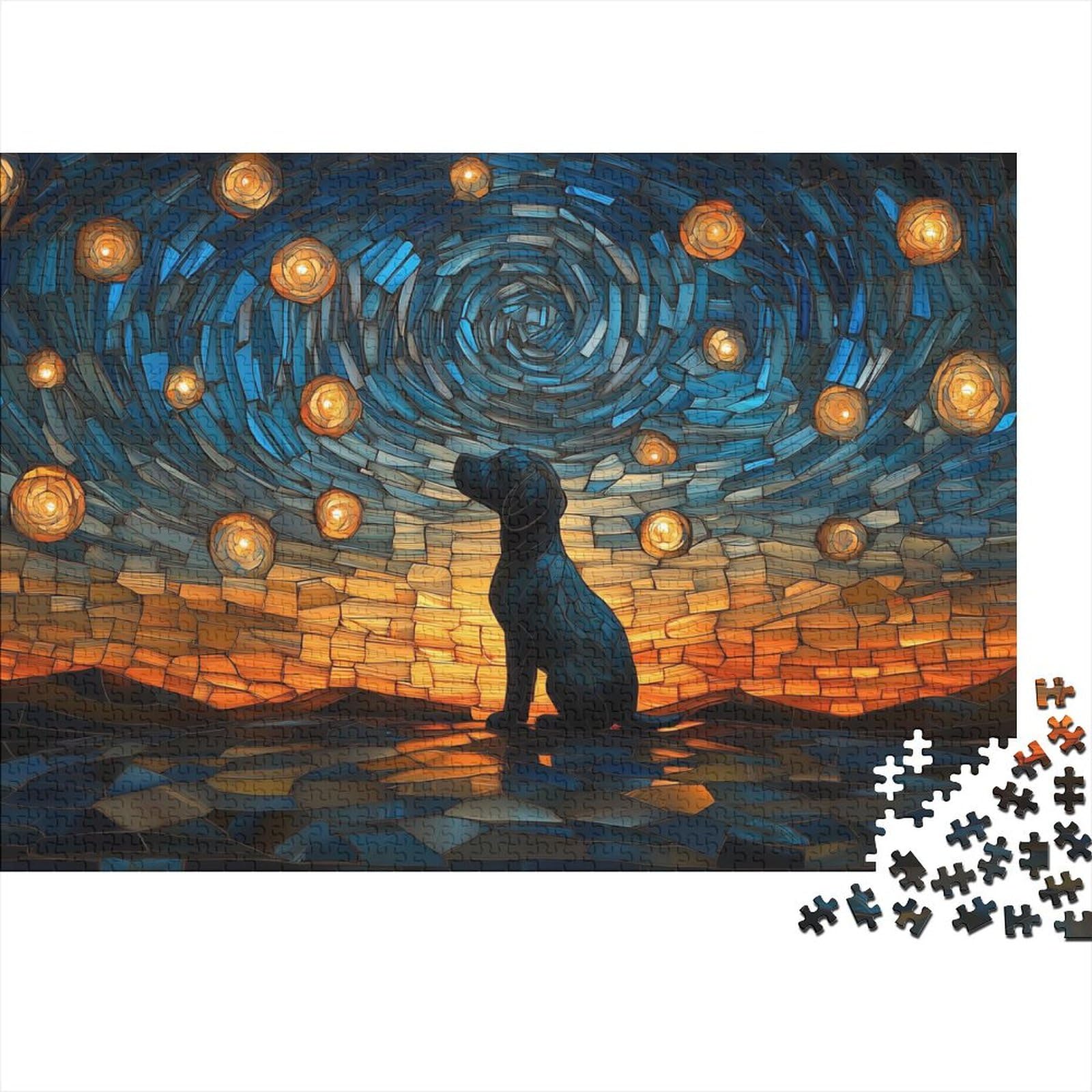 The Labrador Retriever Jigsaw Puzzles 1000 Pieces Challenge Toy for Adults Night Sky Impossible Jigsaw Puzzles 1000 Piece Puzzle Educational Games for Adults Or Families Pieces Gifts 1000pcs (75x50cm) — image 1
