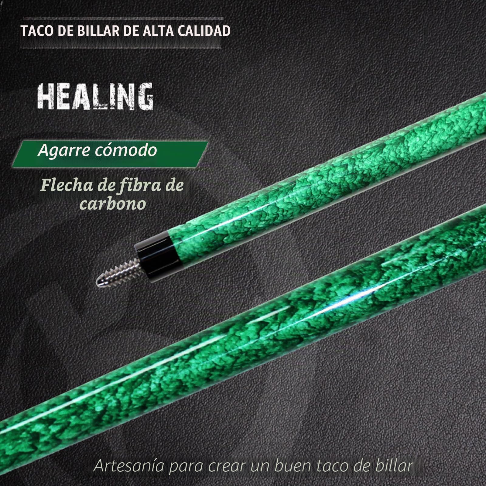 OKHEALING Taco de billar de carbono T700 de fibra de carbono de 56 pulgadas XTC punta de 12 mm, accesorios de billar 1/2 junta hecha a mano recta para 8 bolas/9 bolas, 18-20 onzas