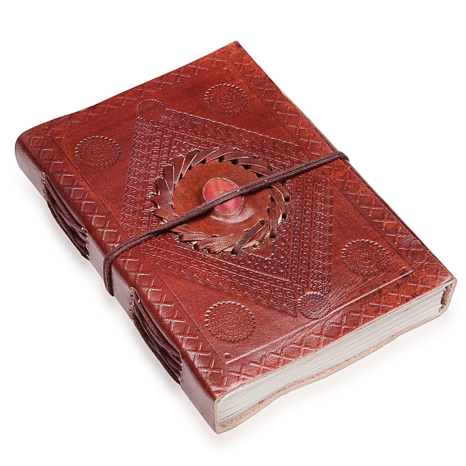 Leather Journal Lock Diary Book With Premium Paper Quality, Hand Embossed Foliage Patterned Flap Cover Gift Purpose New Year Gifts For Men Women Him Her Prime Sale And Gift Use, Travel Diary, Diary Gift For Her Artistic Vintage Brown Size - 7 * 5